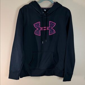 Under Armour Black Hoodie with Hot Pink Logo